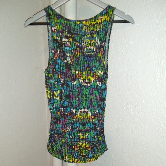 Derek Lam Black Abstract Multicolor Stretch Knit Tank Top Design Nation XS S - Picture 4 of 5